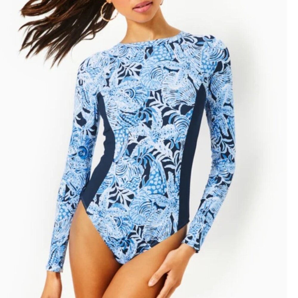 NWT Lilly Pulitzer Wynton Coastal Constellation Rashguard One Piece Swimsuit 10